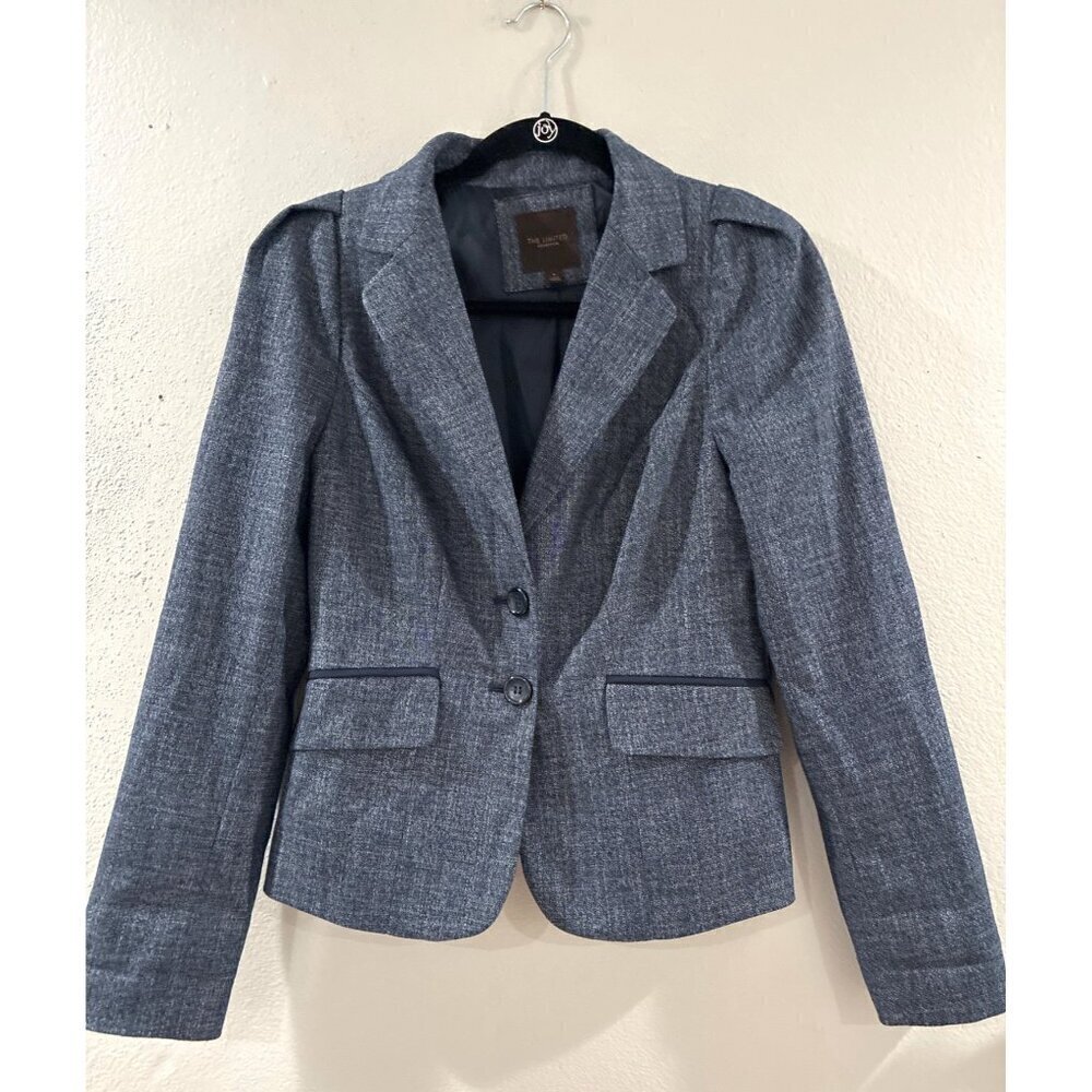 The Limited Collection womens career Blazer color Blue pockets 2 buttons front